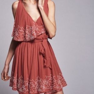 Free People Sylvia beaded V front wraparound mini